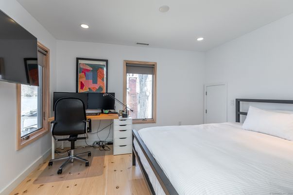 Bedroom, Home Office, Interior, Recessed Lighting, Wood Texture Flooring