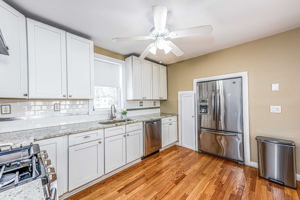 Interior, Kitchen, Stainless Steel Appliances, Wood Texture Flooring