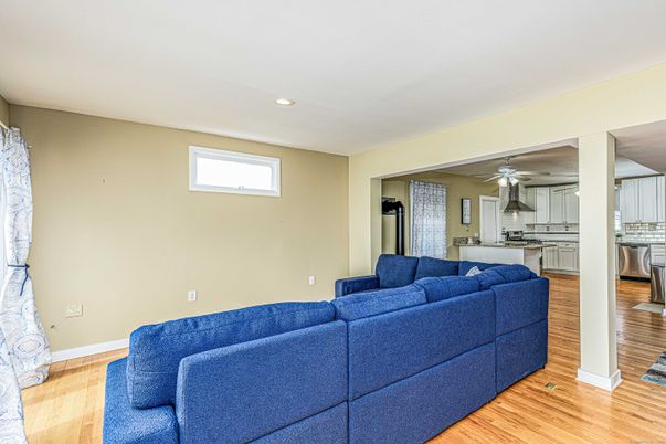 Interior, Kitchen, Living room, Recessed Lighting, Stainless Steel Appliances, Wood Texture Flooring