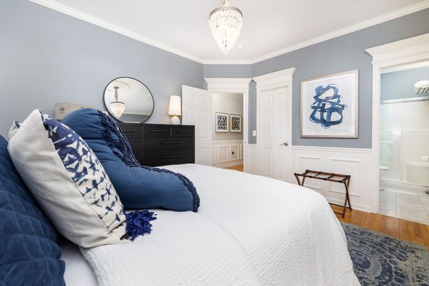 Bedroom, Chandelier, Interior, Wood Texture Flooring