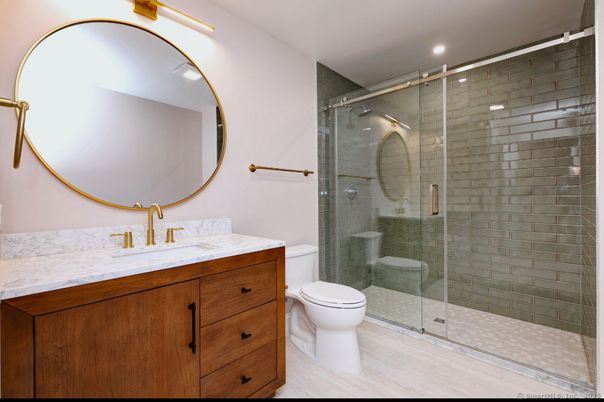 Bathroom, Glass Shower, Interior, Recessed Lighting