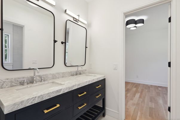 Bathroom, Dual Sink Vanities, Interior, Wood Texture Flooring