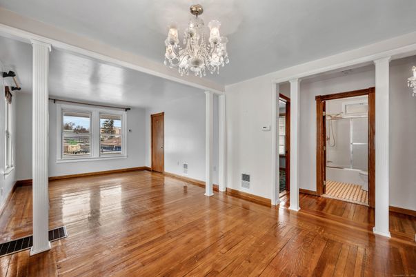 Chandelier, Empty room, Interior, Wood Texture Flooring