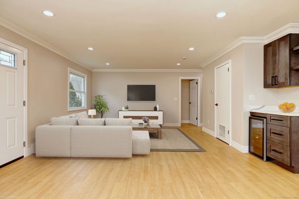 Interior, Living room, Recessed Lighting, Wood Texture Flooring