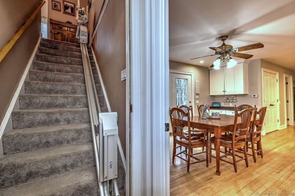 Dining room, Interior, Recessed Lighting, Wood Texture Flooring
