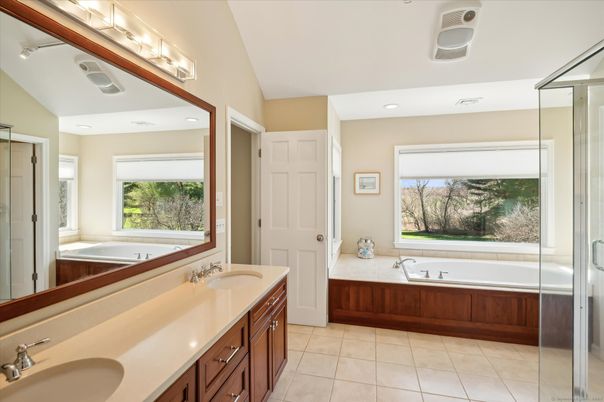 Bathroom, Dual Sink Vanities, Glass Shower, Interior, Recessed Lighting