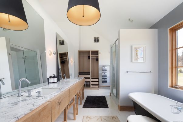 Bathroom, Dual Sink Vanities, Free Standing Baths, Glass Shower, Interior