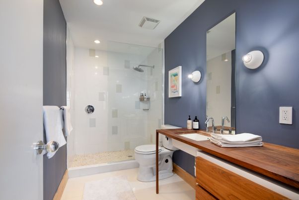 Bathroom, Glass Shower, Interior, Recessed Lighting