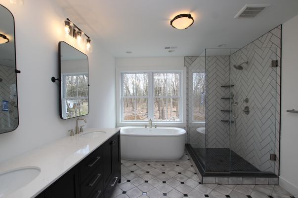 Bathroom, Dual Sink Vanities, Free Standing Baths, Glass Shower, Interior