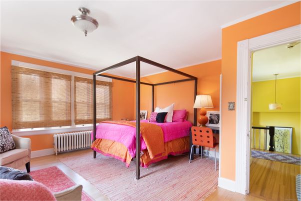 Bedroom, Interior, Pendant Lights, Wood Texture Flooring