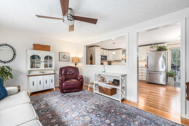 Interior, Kitchen, Living room, Pendant Lights, Stainless Steel Appliances, Wood Texture Flooring
