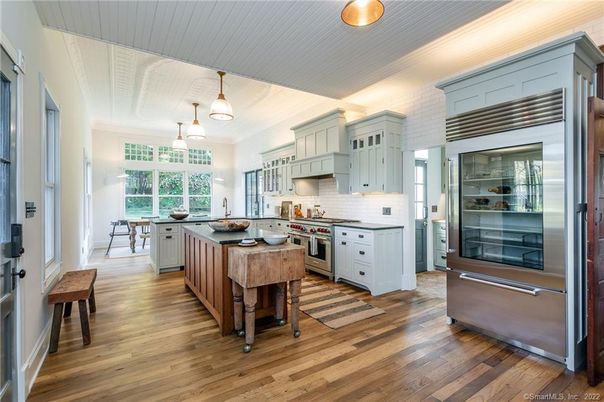 Interior, Kitchen, Pendant Lights, Stainless Steel Appliances, Wood Texture Flooring