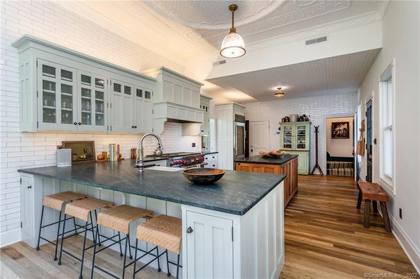 Interior, Kitchen, Stone Walls, Wood Texture Flooring