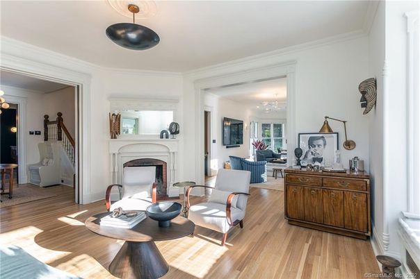 Fireplace, Interior, Living room, Pendant Lights, Wood Texture Flooring