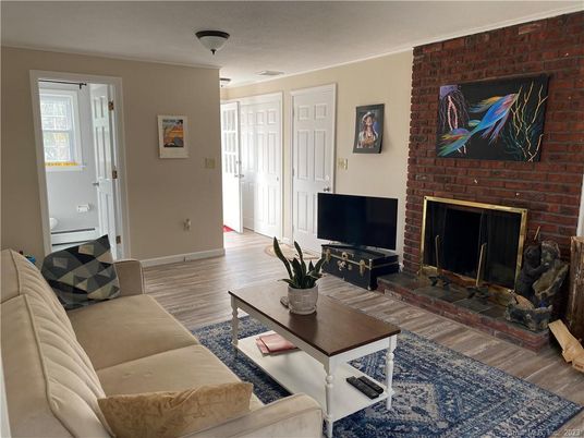 Fireplace, Interior, Living room, Stone Walls, Wood Texture Flooring