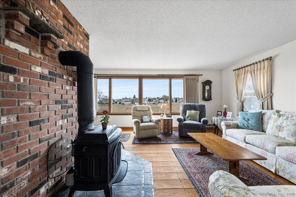 Fireplace, Interior, Living room, Stone Walls, Wood Texture Flooring