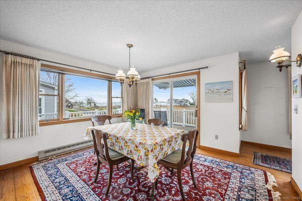 Chandelier, Dining room, Interior, Wood Texture Flooring