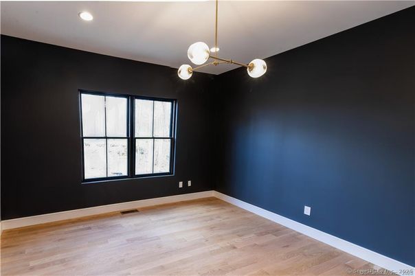 Empty room, Interior, Pendant Lights, Recessed Lighting, Wood Texture Flooring