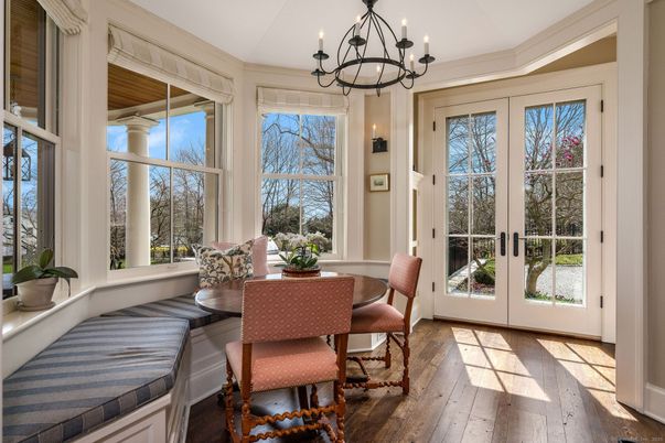 Chandelier, Dining room, Interior, Wood Texture Flooring