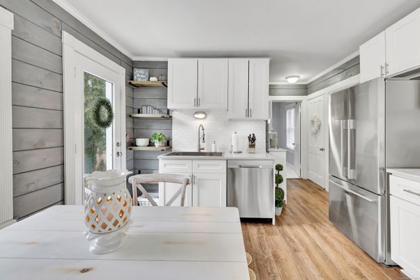 Interior, Kitchen, Stainless Steel Appliances, Wood Texture Flooring