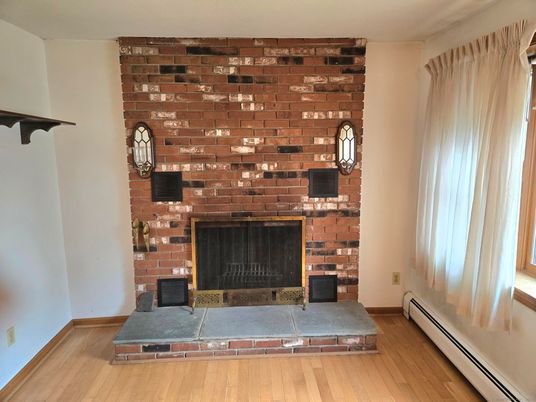 Fireplace, Interior, Stone Walls, Wood Texture Flooring
