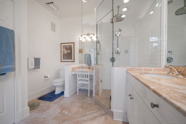 Bathroom, Glass Shower, Interior, Recessed Lighting
