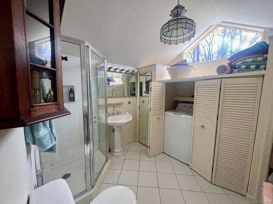 Bathroom, Glass Shower, Interior, Washer