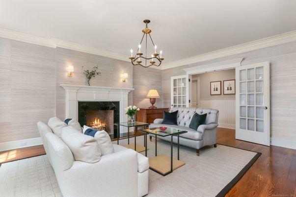 Chandelier, Fireplace, Interior, Living room, Wood Texture Flooring
