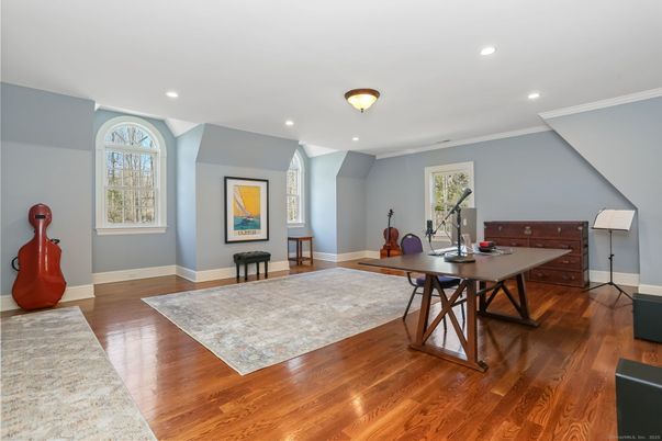 Home Office, Interior, Recessed Lighting, Wood Texture Flooring