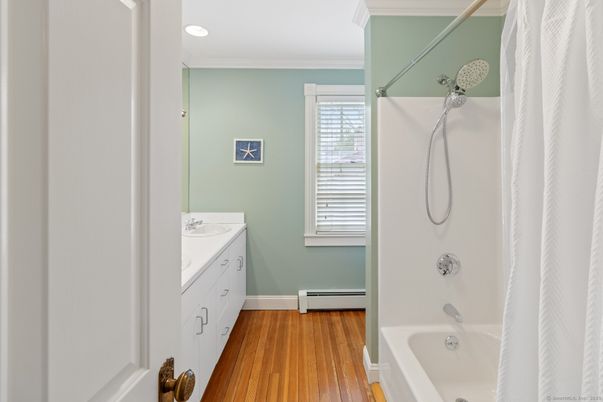 Bathroom, Interior, Recessed Lighting, Wood Texture Flooring