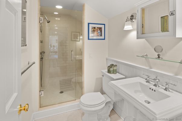 Bathroom, Glass Shower, Interior, Recessed Lighting