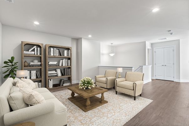 Interior, Living room, Pendant Lights, Recessed Lighting, Wood Texture Flooring
