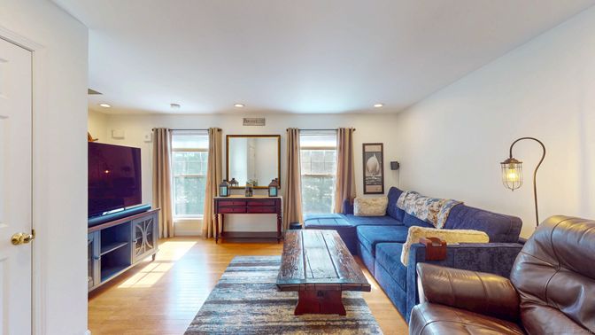 Interior, Living room, Recessed Lighting, Wood Texture Flooring