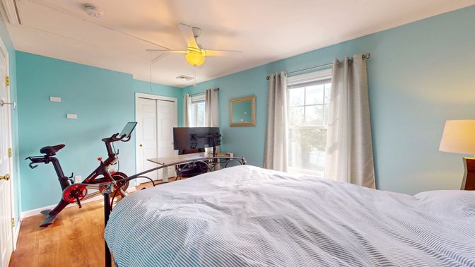 Bedroom, Fitness Equipment, Home Office, Interior, Wood Texture Flooring