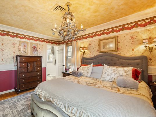 Bedroom, Chandelier, Interior, Wood Texture Flooring