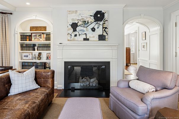 Fireplace, Interior, Recessed Lighting, Wood Texture Flooring