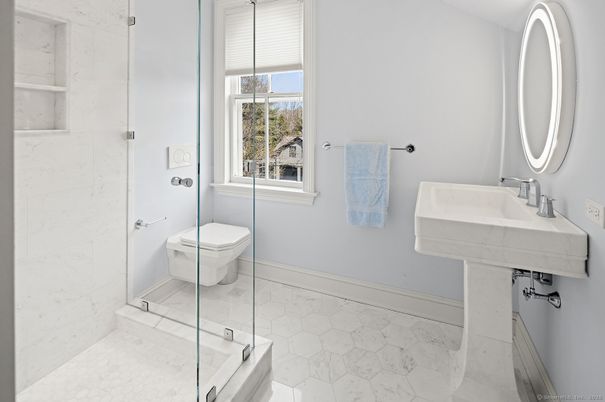 Bathroom, Glass Shower, Interior, Marble, Marble Walls