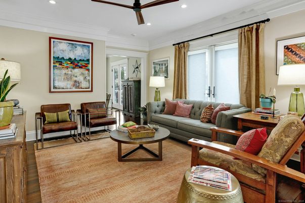 Interior, Living room, Recessed Lighting, Wood Texture Flooring