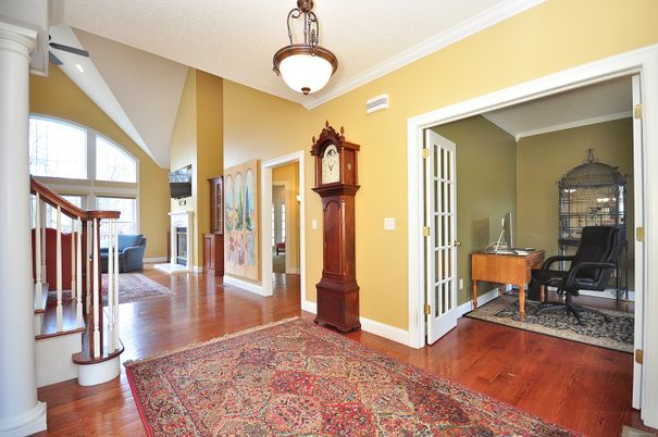 Fireplace, Home Office, Interior, Wood Texture Flooring
