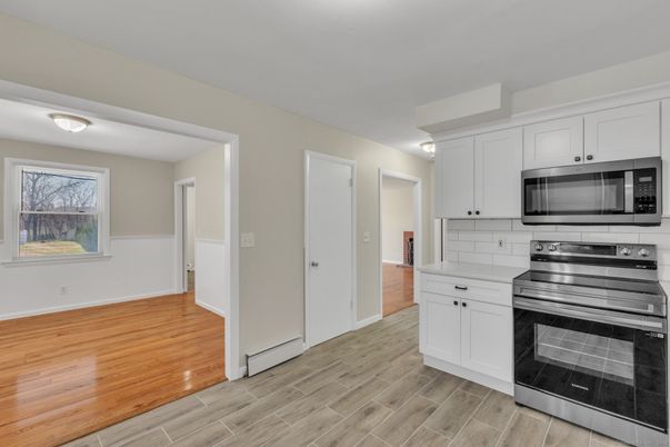 Interior, Kitchen, Stainless Steel Appliances, Wood Texture Flooring