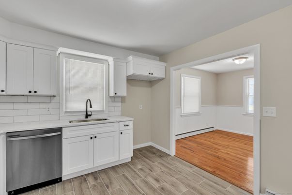 Interior, Kitchen, Stainless Steel Appliances, Wood Texture Flooring