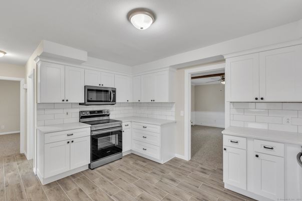Interior, Kitchen, Stainless Steel Appliances, Wood Texture Flooring