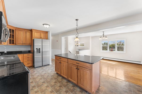 Interior, Kitchen, Pendant Lights, Stainless Steel Appliances, Wood Texture Flooring