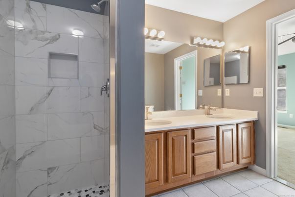 Bathroom, Dual Sink Vanities, Interior, Marble Walls