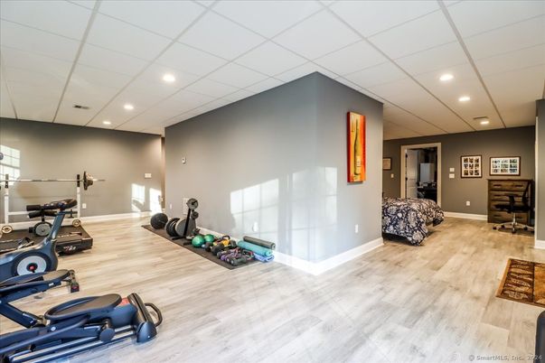 Fitness Equipment, Interior, Recessed Lighting, Wood Texture Flooring