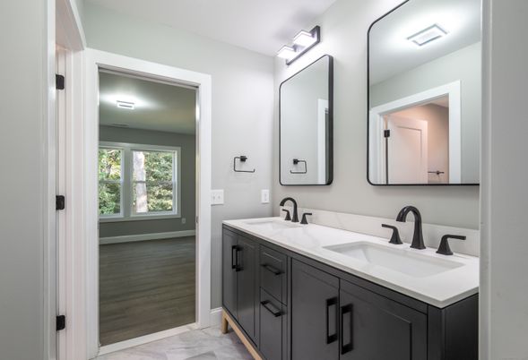 Bathroom, Dual Sink Vanities, Interior, Wood Texture Flooring