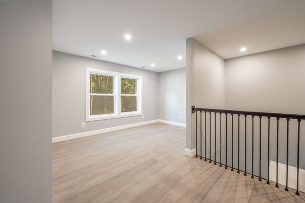 Empty room, Interior, Recessed Lighting, Wood Texture Flooring