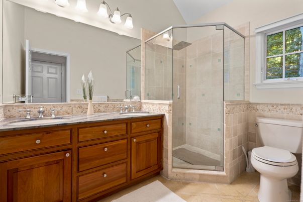 Bathroom, Dual Sink Vanities, Glass Shower, Interior