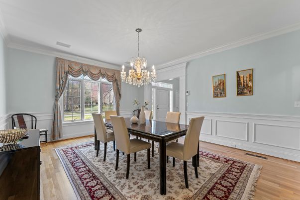 Chandelier, Dining room, Interior, Wood Texture Flooring