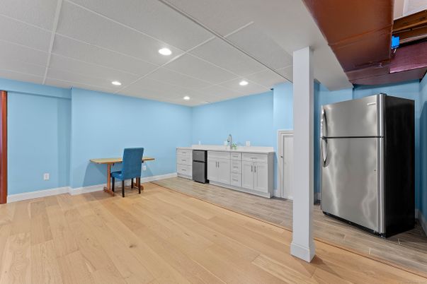 Interior, Kitchen, Recessed Lighting, Wood Texture Flooring